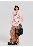 ハーフジップうさぎニットプルオーバー