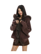 ブラウンファー カーディガン フーディ おしゃれ