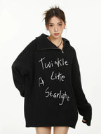 刺繍ハイネックジップニット