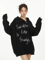 刺繍ハイネックジップニット