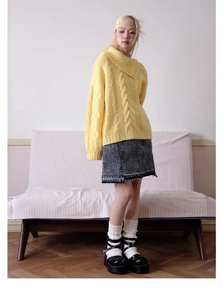 抜け感シルエットのモヘアウールニット