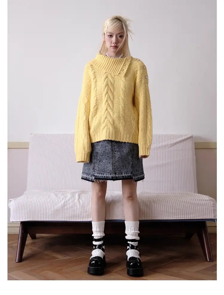 抜け感シルエットのモヘアウールニット