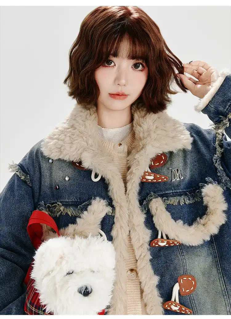 ボア×デニム切り替えジャケット   OL1888