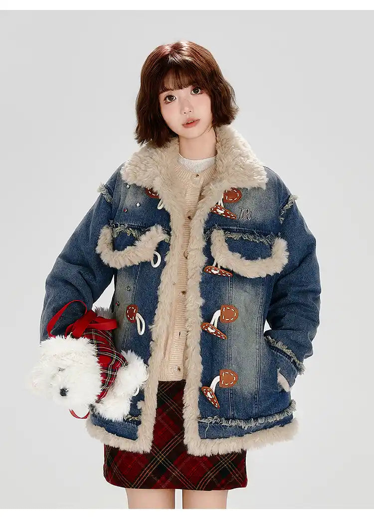 ボア×デニム切り替えジャケット   OL1888