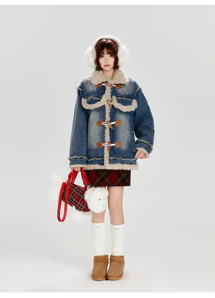 ボア×デニム切り替えジャケット   OL1888