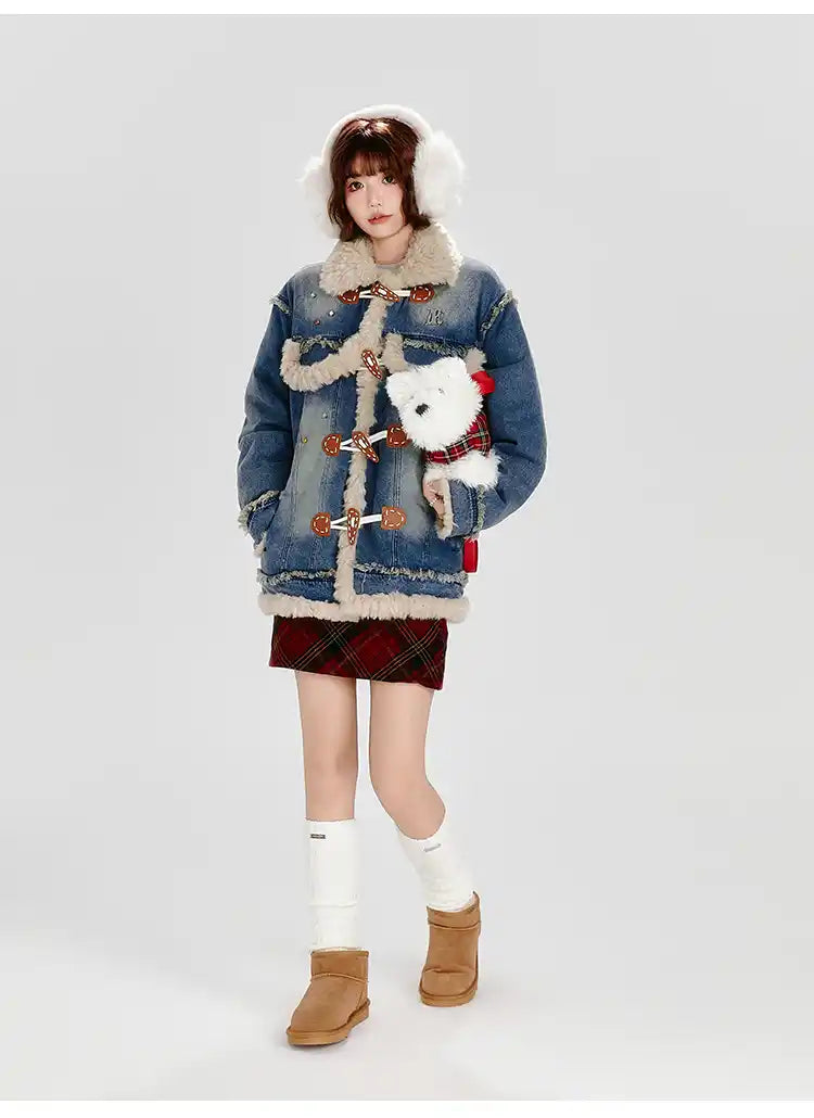 ボア×デニム切り替えジャケット   OL1888