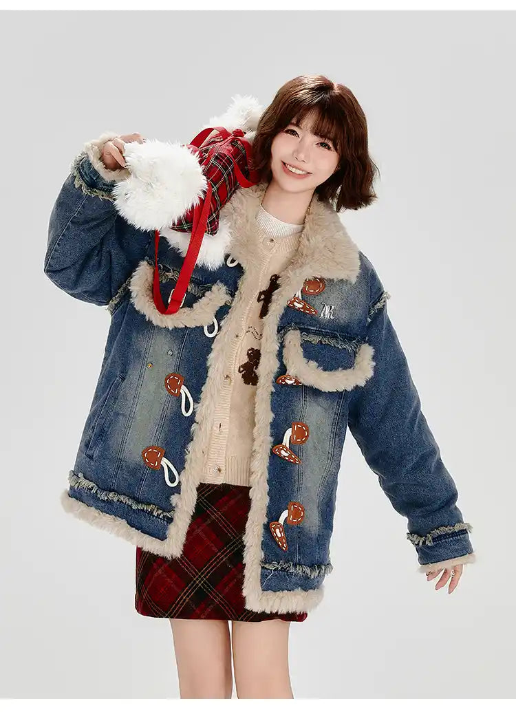 ボア×デニム切り替えジャケット   OL1888