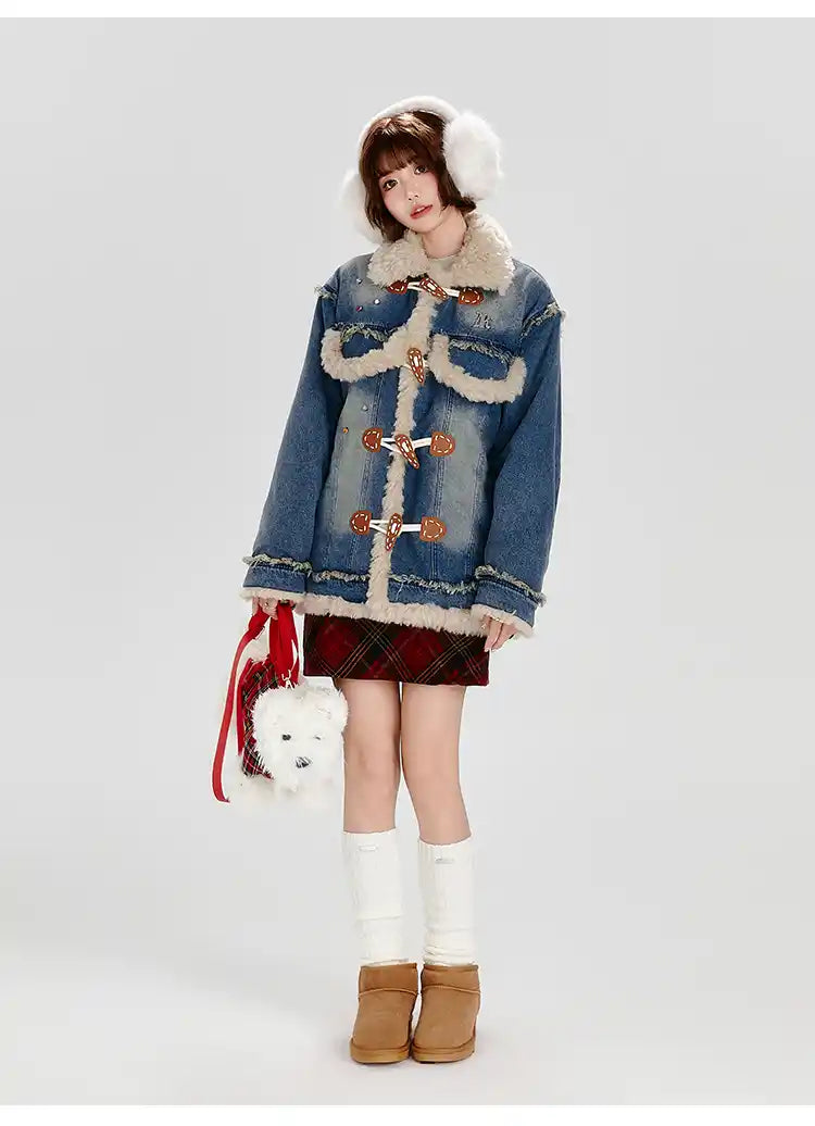 ボア×デニム切り替えジャケット   OL1888