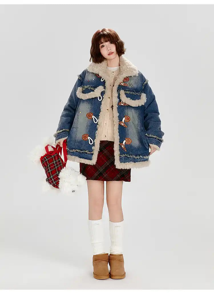 ボア×デニム切り替えジャケット   OL1888