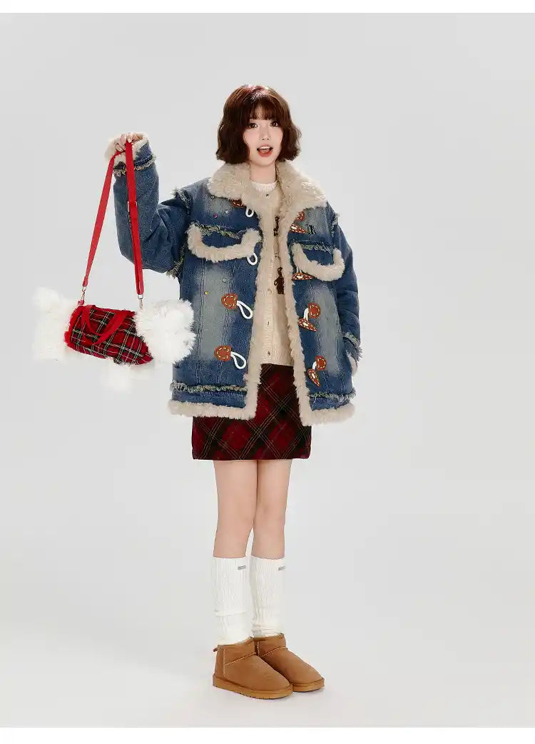 ボア×デニム切り替えジャケット   OL1888