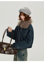 取り外しファー付きデニムショートジャケット    OL1890