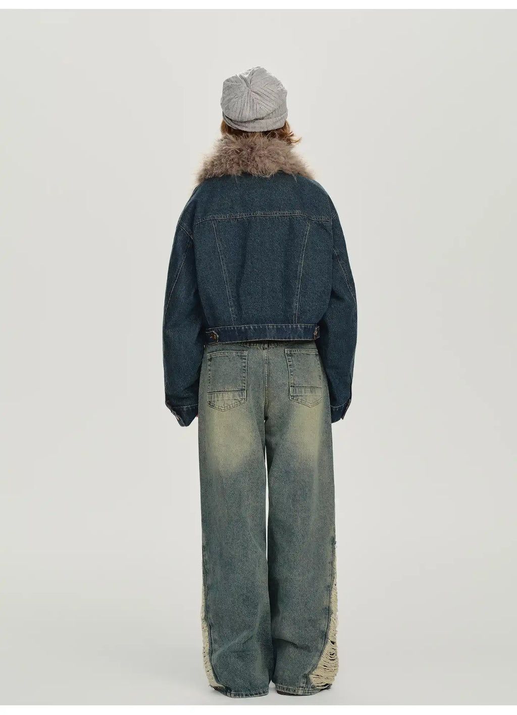 取り外しファー付きデニムショートジャケット    OL1890