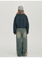 取り外しファー付きデニムショートジャケット    OL1890