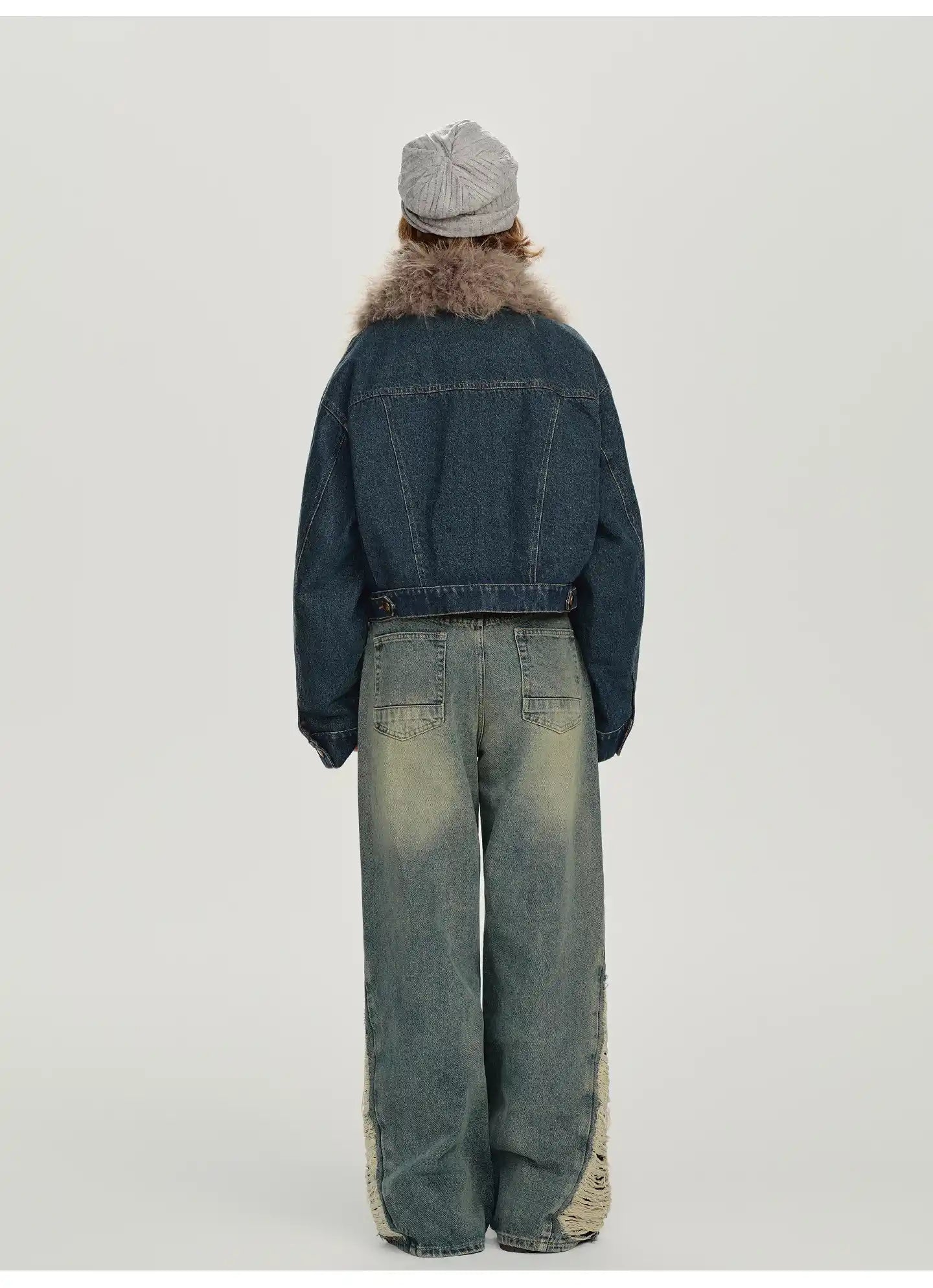 取り外しファー付きデニムショートジャケット    OL1890