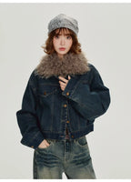 取り外しファー付きデニムショートジャケット    OL1890