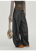 配色ステッチのストライプワイドパンツ    OL1891