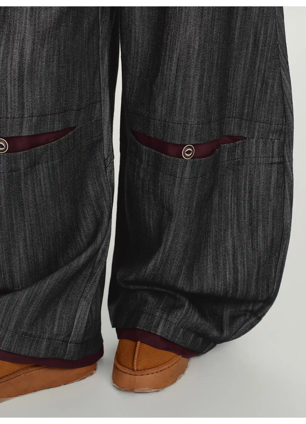 配色ステッチのストライプワイドパンツ    OL1891