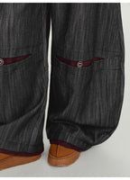 配色ステッチのストライプワイドパンツ    OL1891