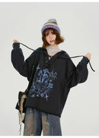 レトロムードのVネックフーディ    OL1892