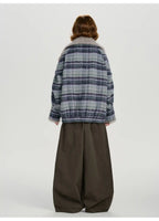 フェイクファー付きチェックコート    OL1894