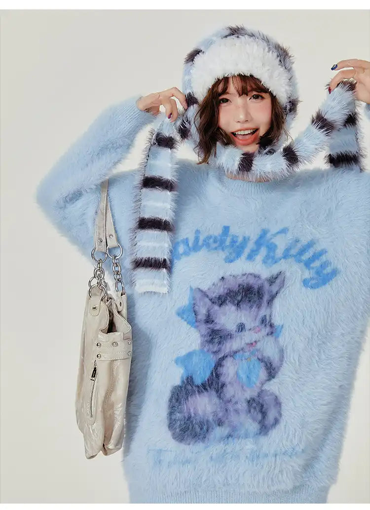 フェイクファータッチキャットニット    OL1896