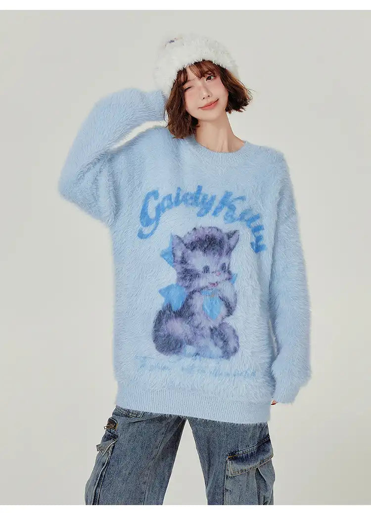 フェイクファータッチキャットニット    OL1896