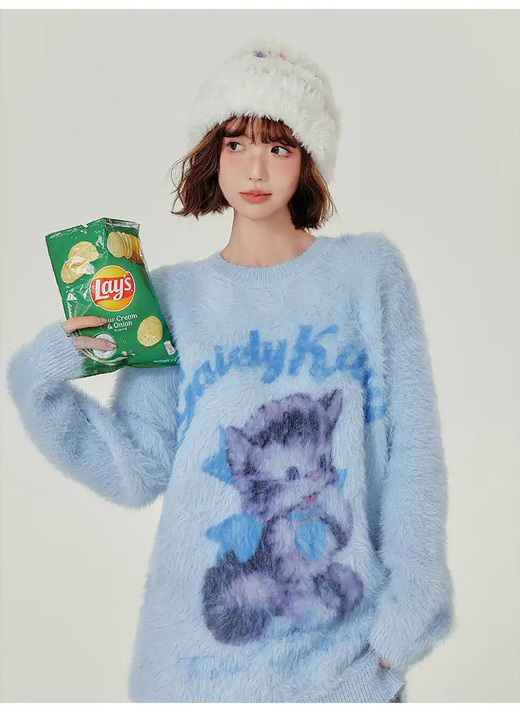 フェイクファータッチキャットニット    OL1896