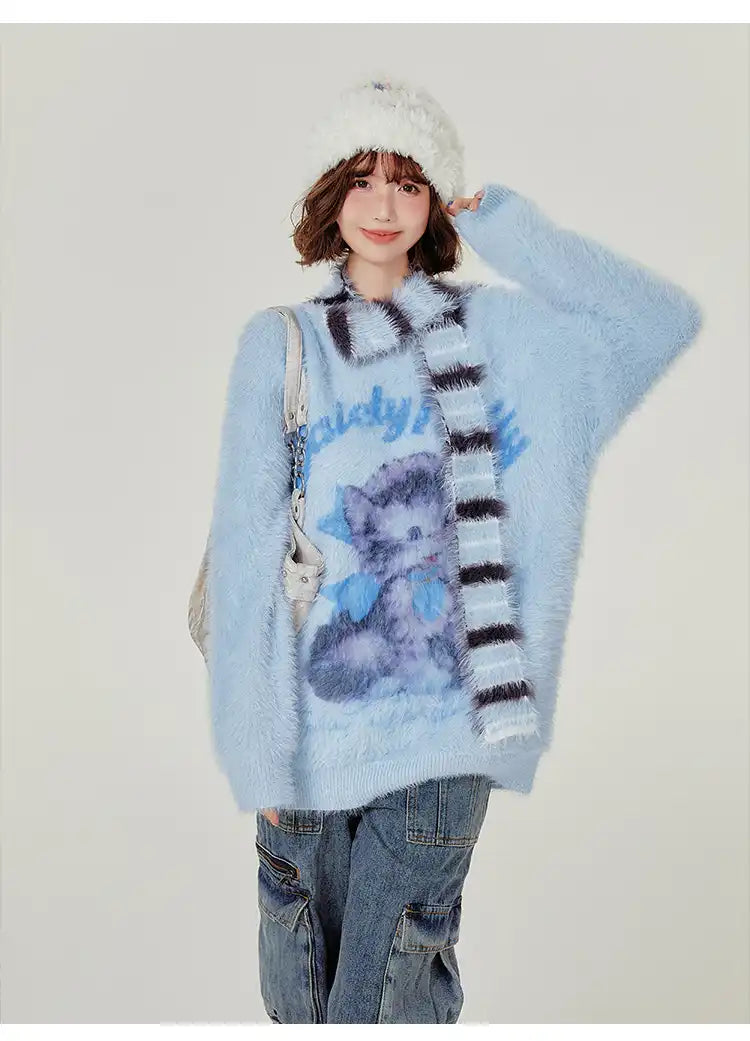 フェイクファータッチキャットニット    OL1896