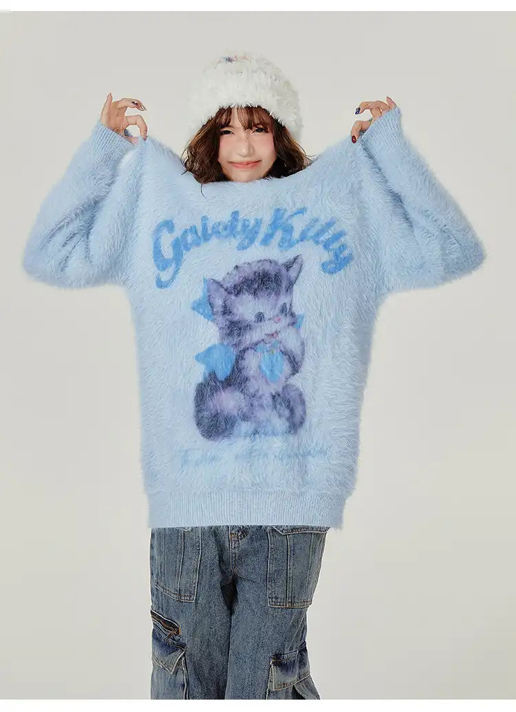 フェイクファータッチキャットニット    OL1896