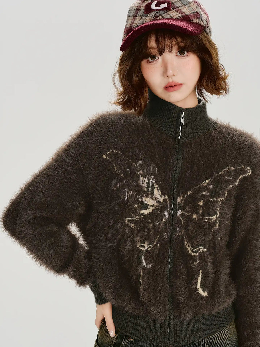 ヴィンテージライク立ち襟ボアジャケット    OL1897