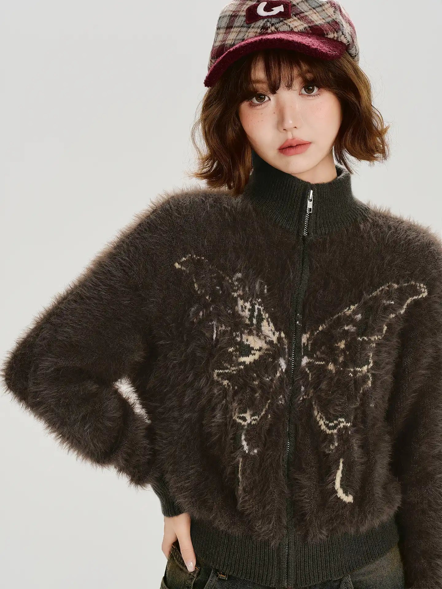 ヴィンテージライク立ち襟ボアジャケット    OL1897