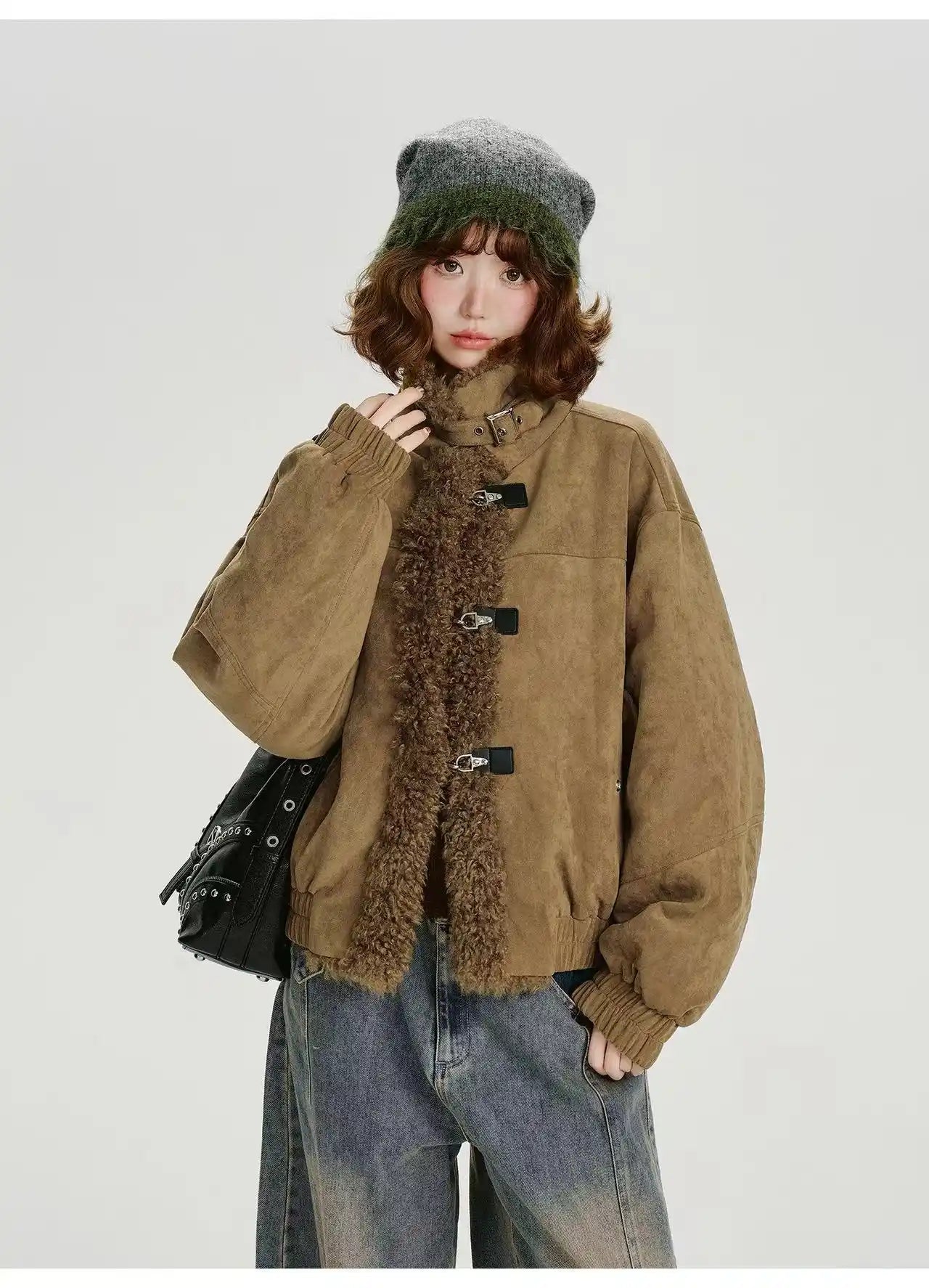 レトロムードのスエードボアジャケット    OL1899