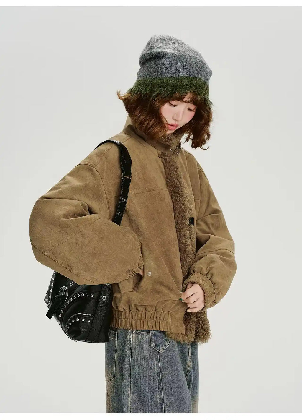 レトロムードのスエードボアジャケット    OL1899