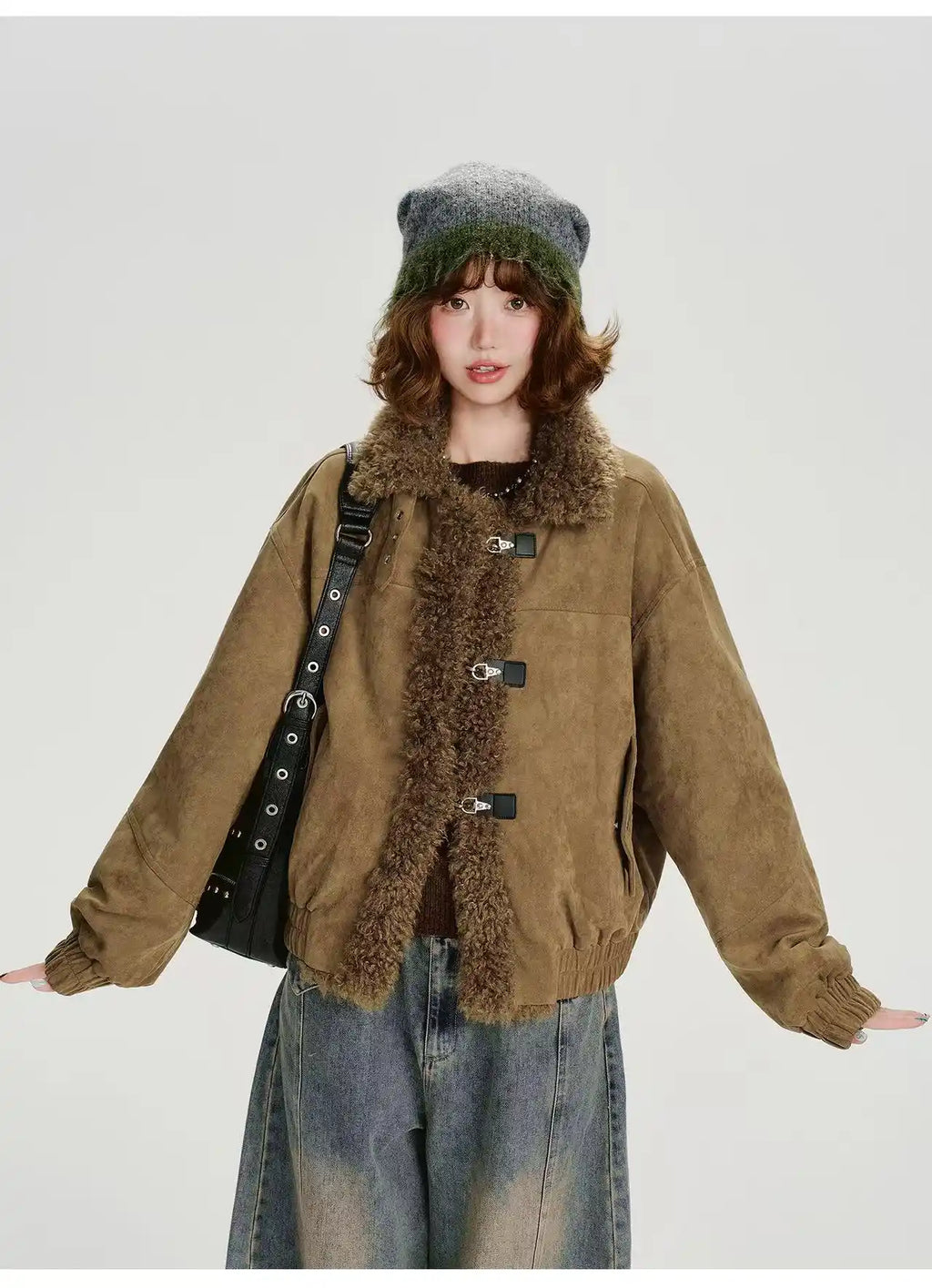 レトロムードのスエードボアジャケット    OL1899