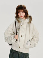 ホワイトショートダウン ファーフード付き    OL1900