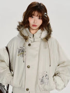 ホワイトショートダウン ファーフード付き    OL1900