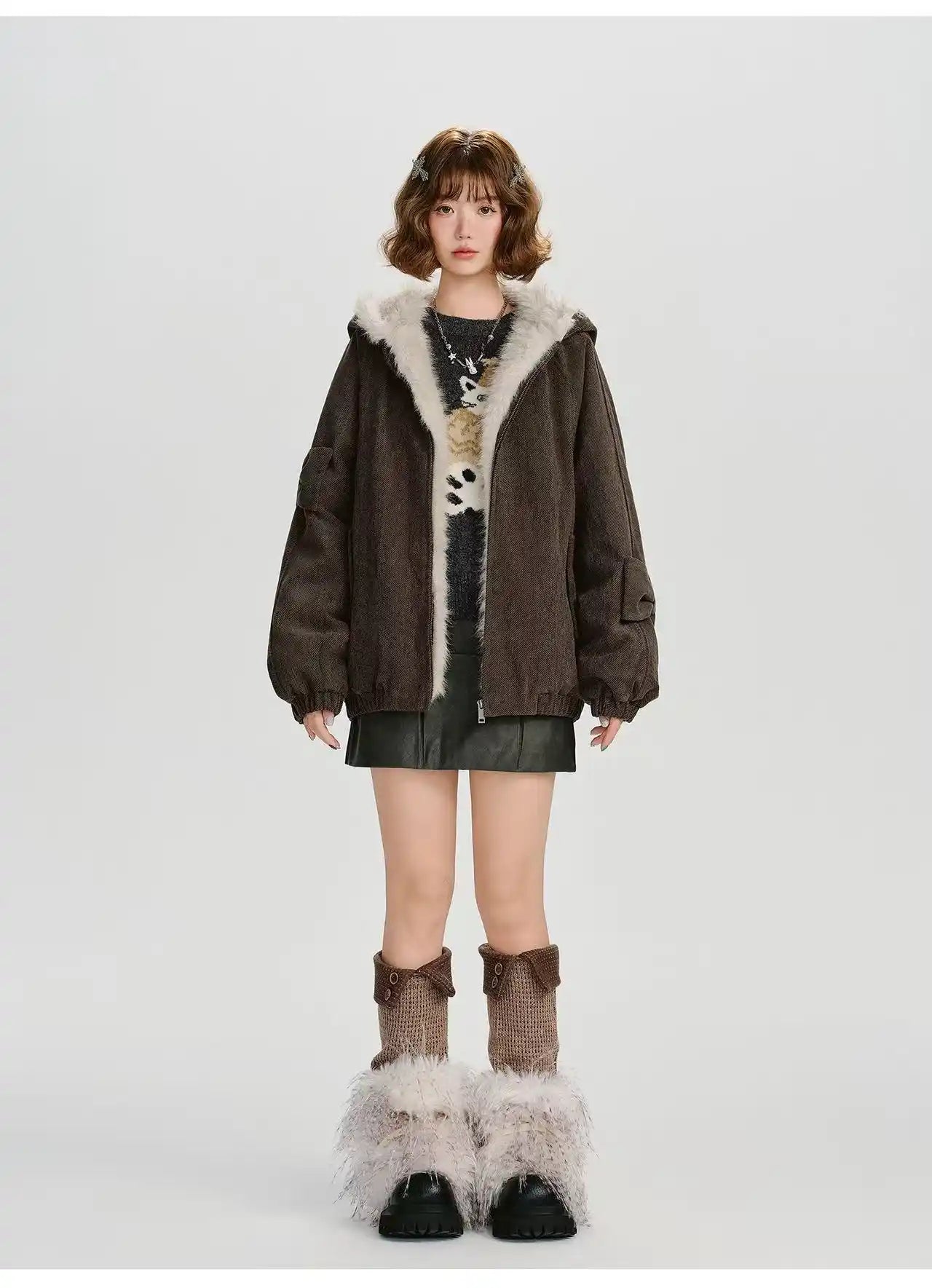 ボアキルティングフードジャケット    OL1901