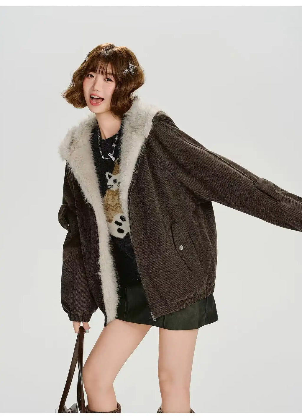 ボアキルティングフードジャケット    OL1901