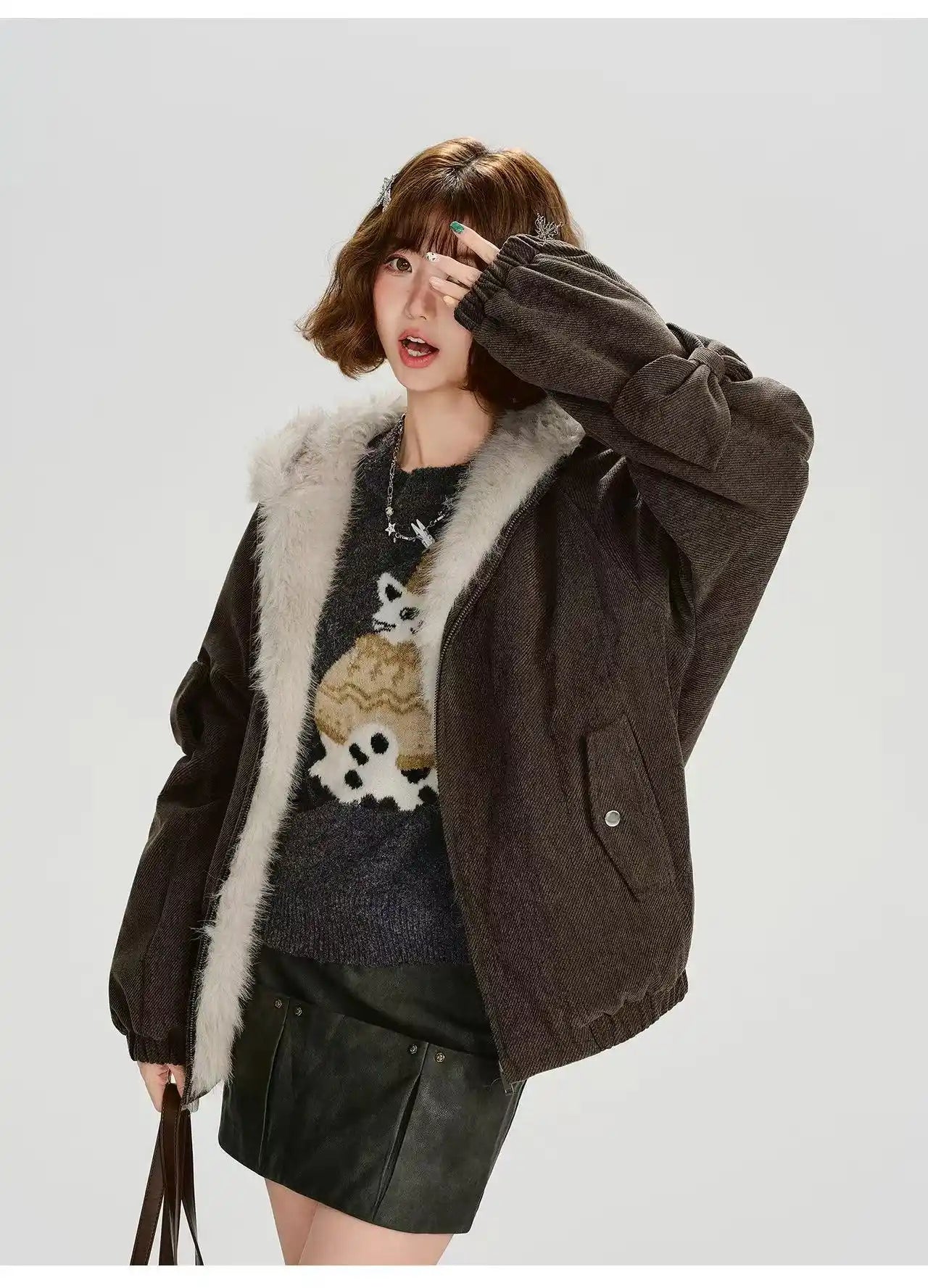 ボアキルティングフードジャケット    OL1901