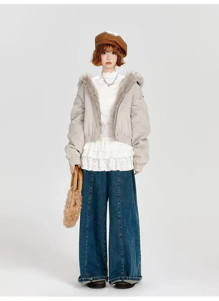 ボアフーディショートブルゾン    OL1902