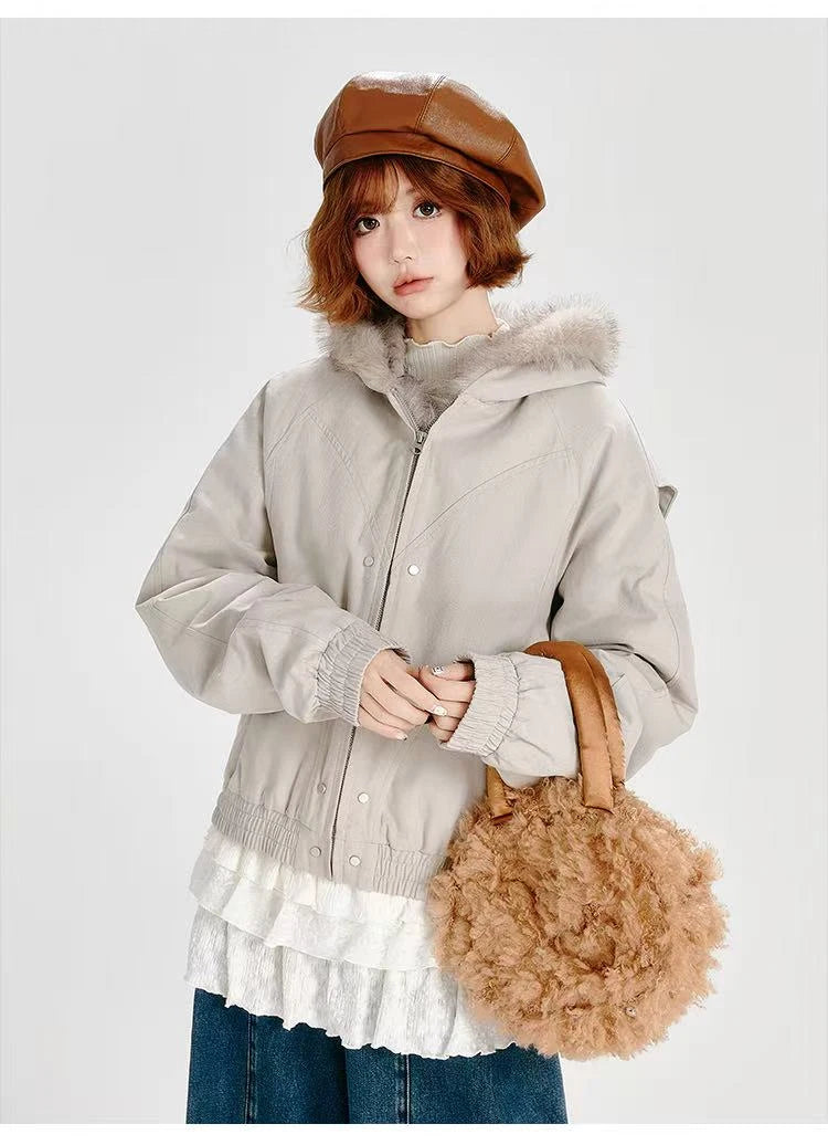 ボアフーディショートブルゾン    OL1902