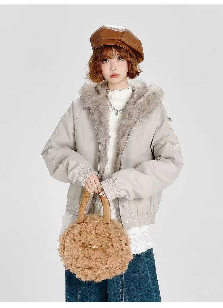 ボアフーディショートブルゾン    OL1902