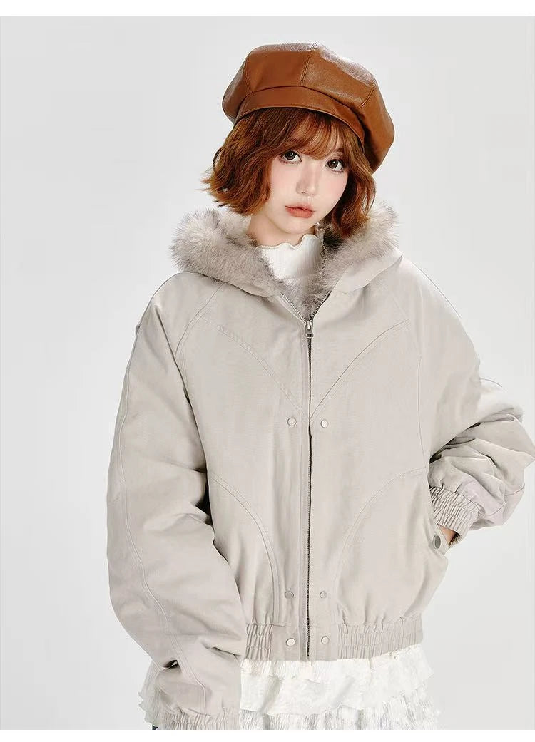 ボアフーディショートブルゾン    OL1902