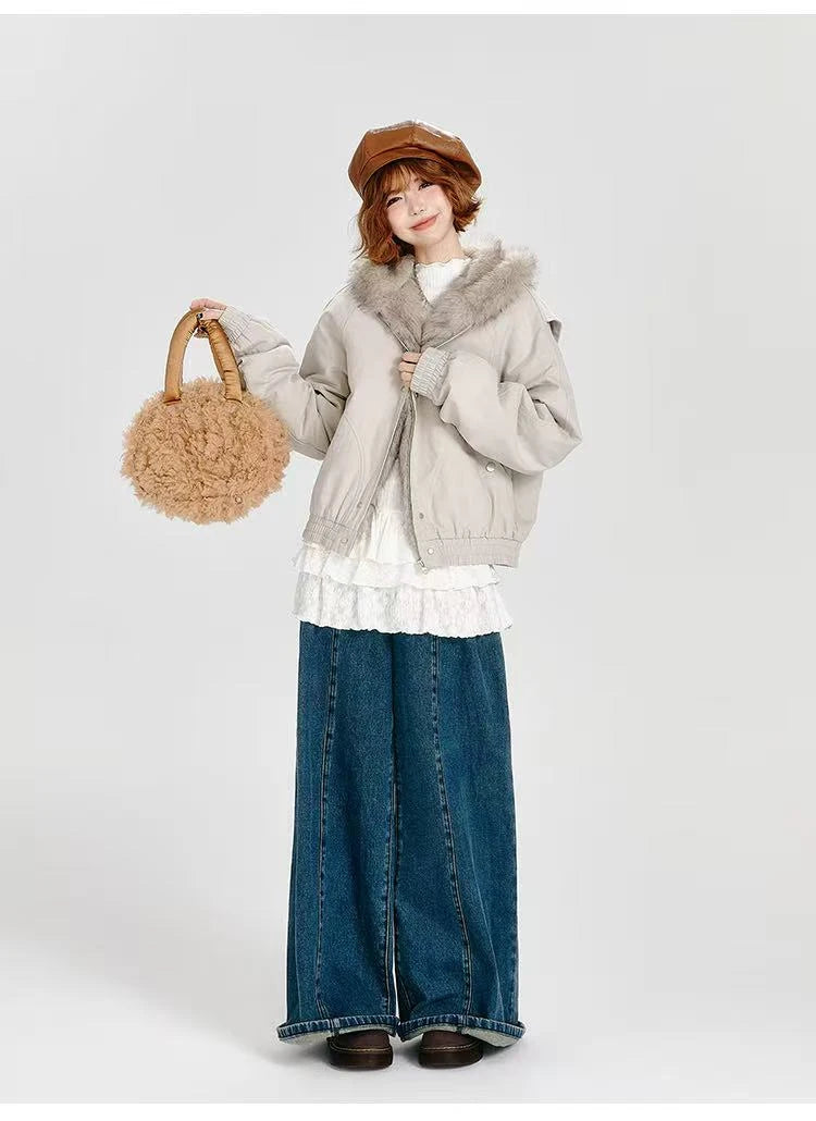 ボアフーディショートブルゾン    OL1902