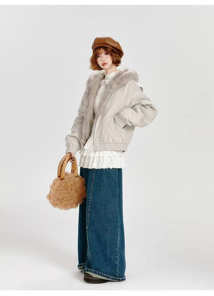 ボアフーディショートブルゾン    OL1902