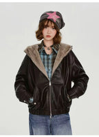 ボア×フェイクレザージャケット    OL1903