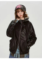 ボア×フェイクレザージャケット    OL1903