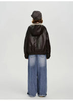 ボア×フェイクレザージャケット    OL1903