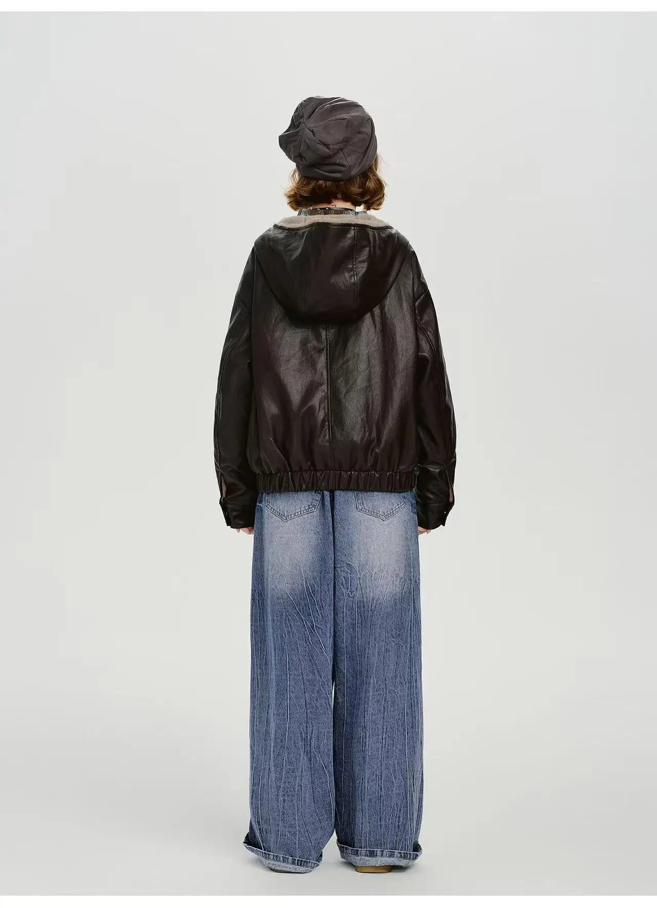 ボア×フェイクレザージャケット    OL1903