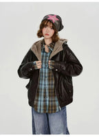 ボア×フェイクレザージャケット    OL1903